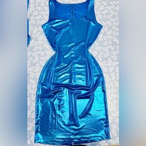 Sleek Metallic Blue Dress